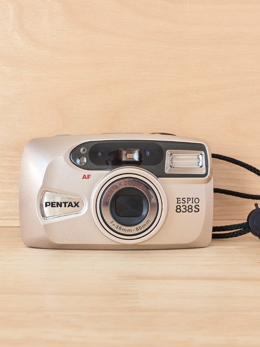 Pentax Espio 838S 35mm Point and Shoot Film Camera 38-80mm Zoom Tested Gold